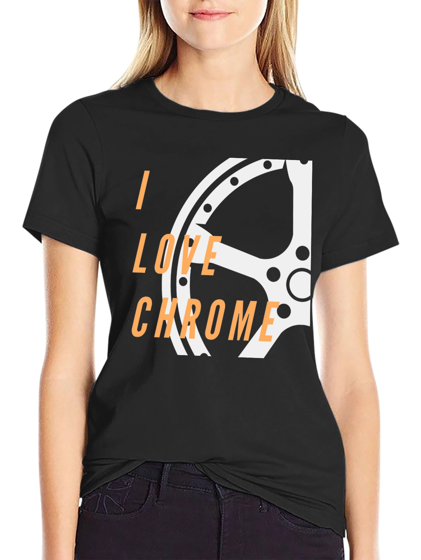 I Love Chrome Graphic Tee - Black Cotton Blend