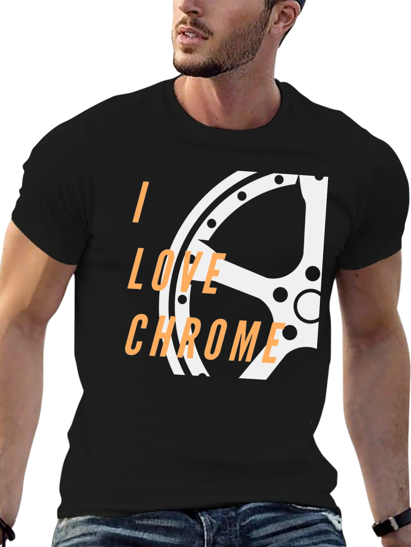 I Love Chrome Graphic Tee - Black Cotton Blend