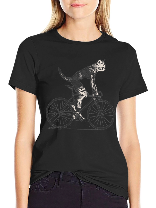 Cool Cat on Bike Graphic Tee - Black T-Shirt