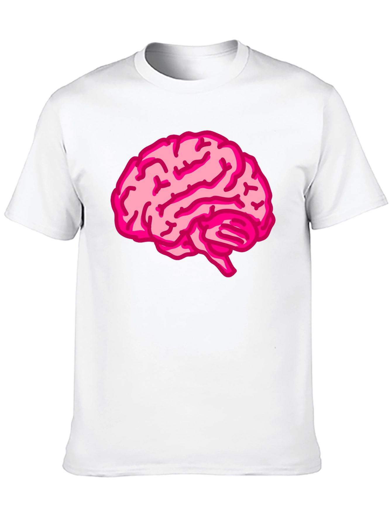Brain Tee: Pink Brain Graphic Black T-Shirt