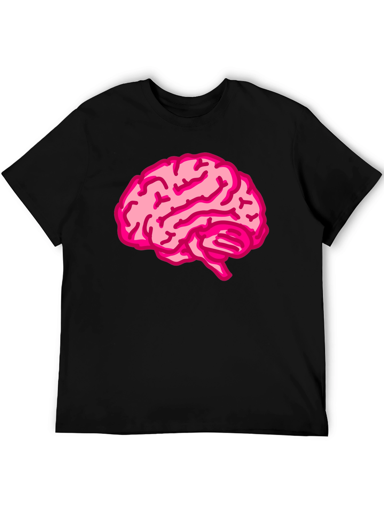 Brain Tee: Pink Brain Graphic Black T-Shirt