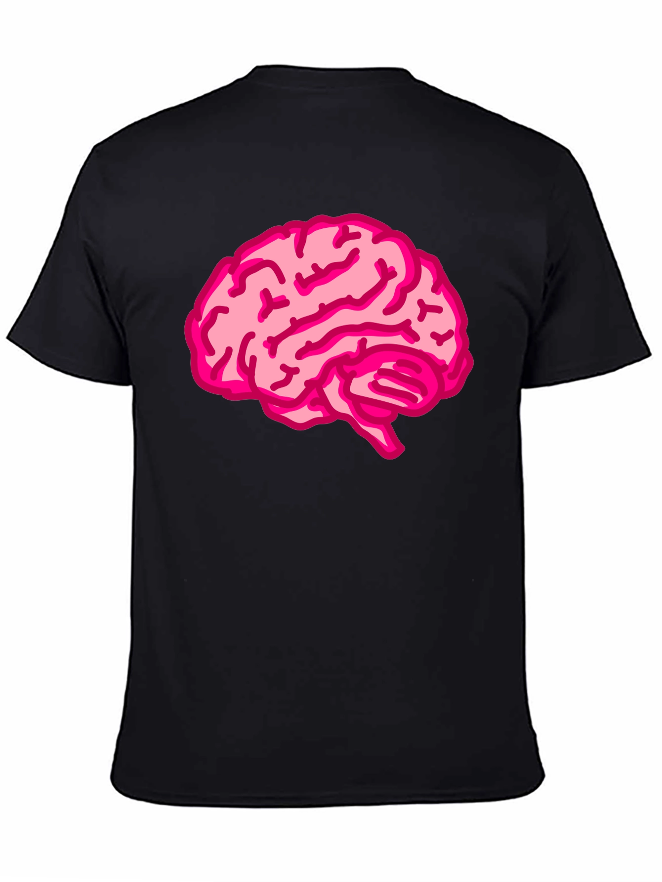 Brain Tee: Pink Brain Graphic Black T-Shirt