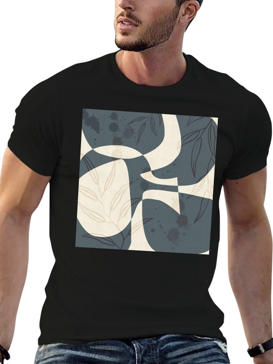 Abstract Art Print Black T-Shirt - Modern Graphic Tee