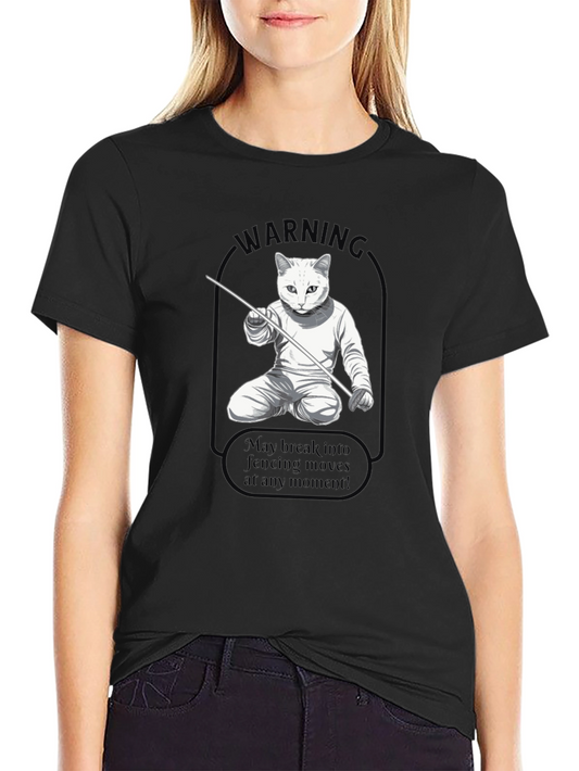 Fencing Cat Warning T-Shirt