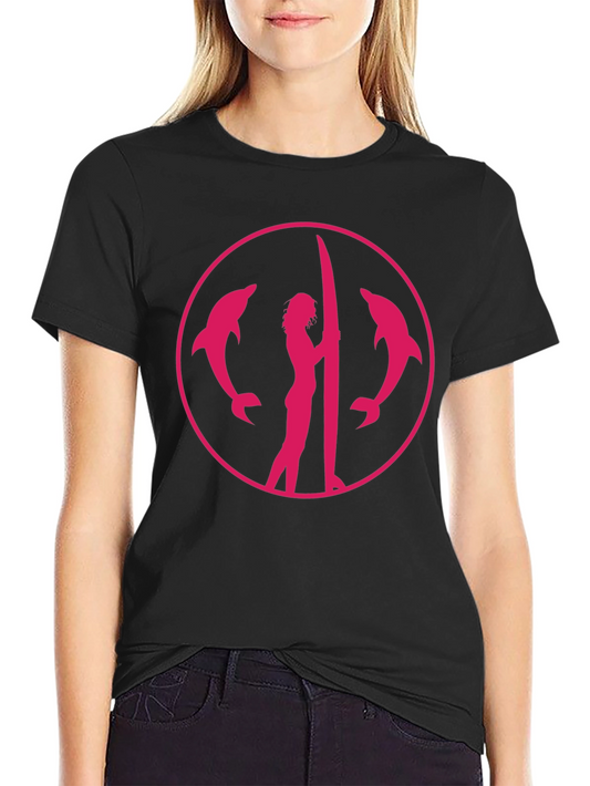 Dolphin Surfer Graphic Tee - Black