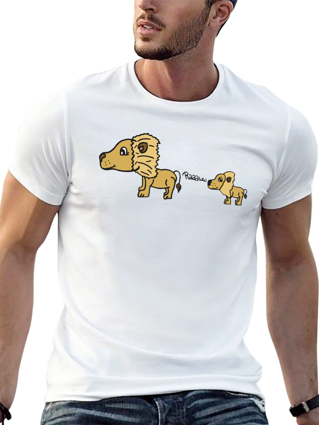 Cartoon Lion Dad Joke Black T-Shirt