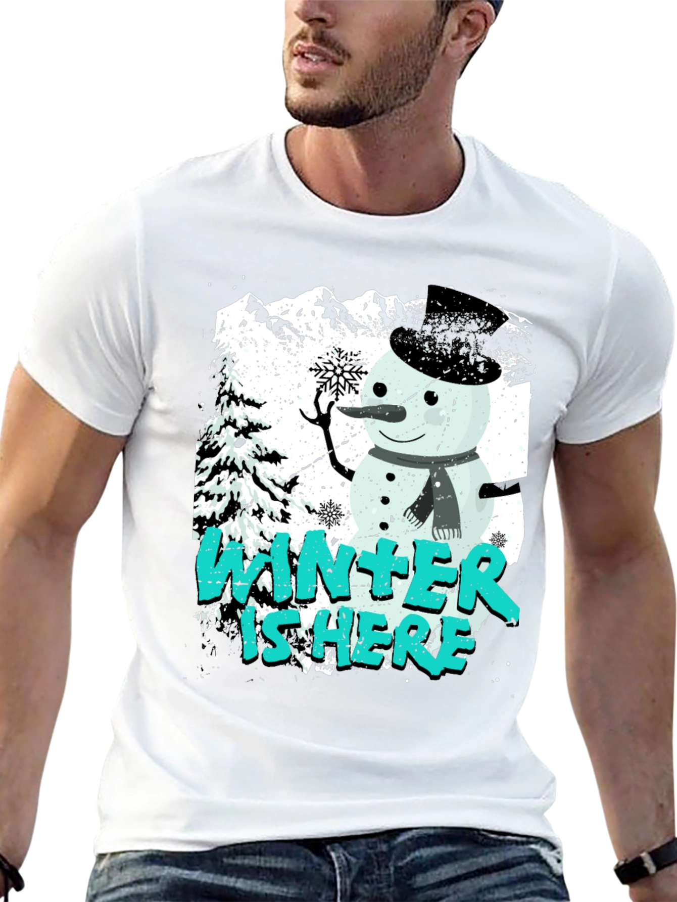 Winter Is Here Snowman Graphic Tee