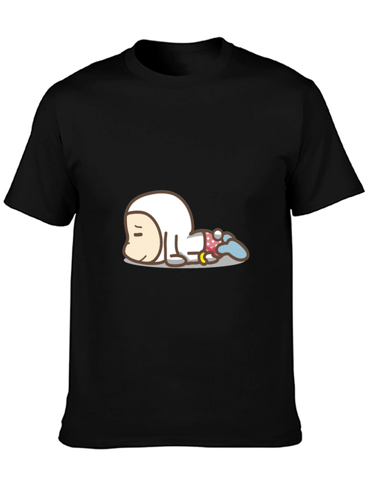 Cartoon Astronaut Graphic Black T-Shirt