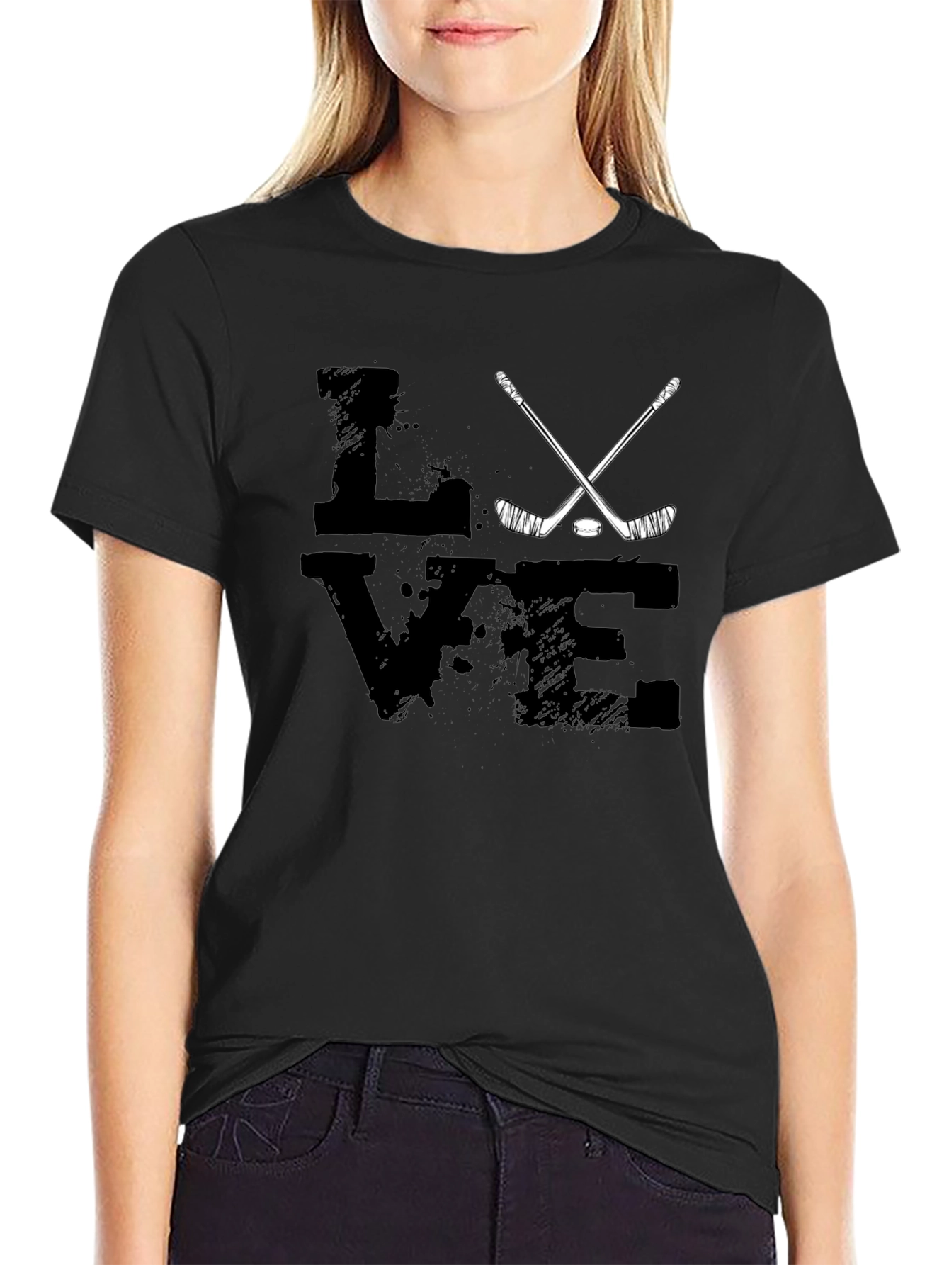 Love Hockey Black T-Shirt