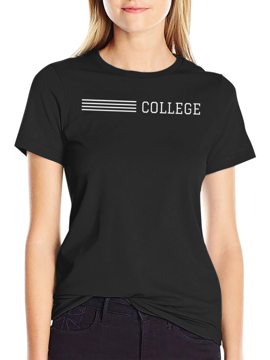 College Graphic Print Black T-Shirt