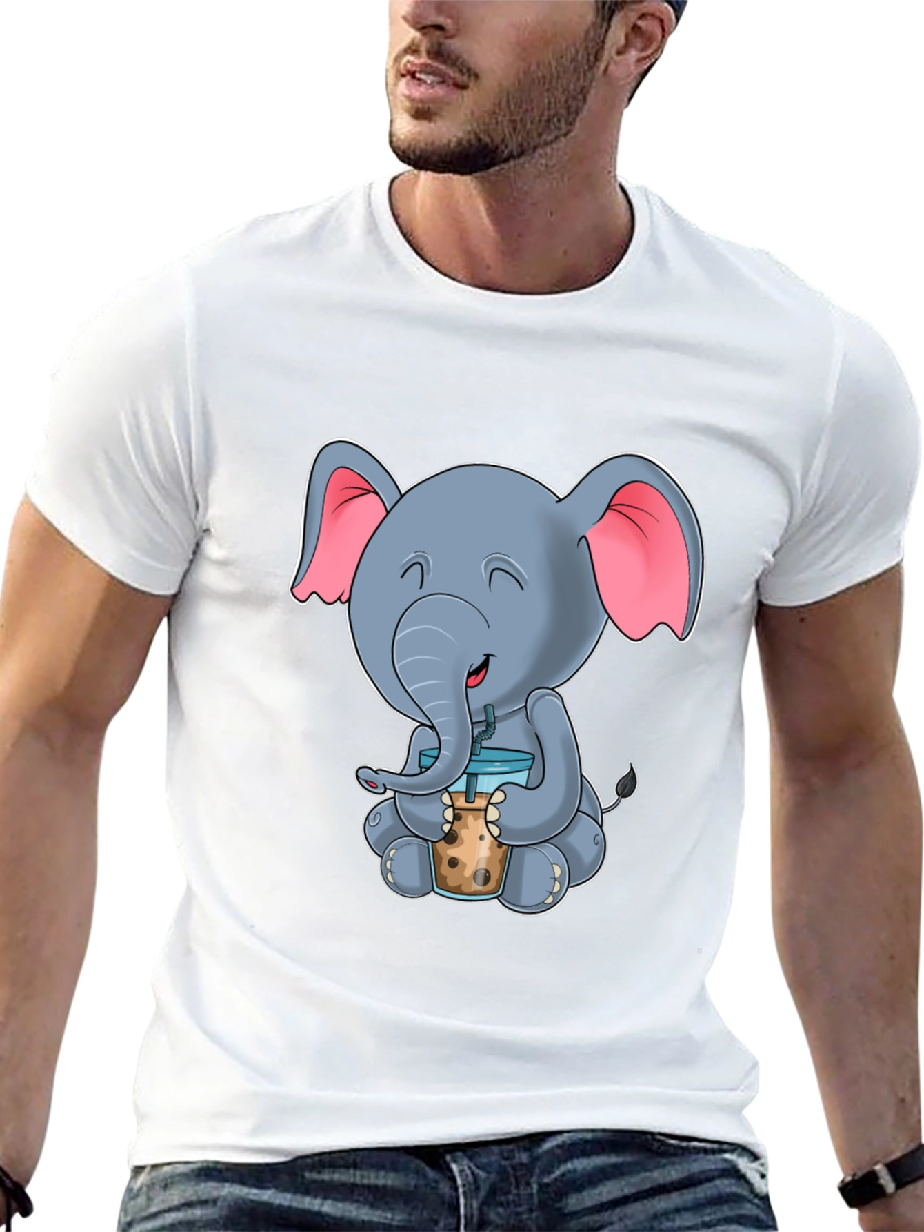 Cute Elephant Bubble Tea Graphic Tee