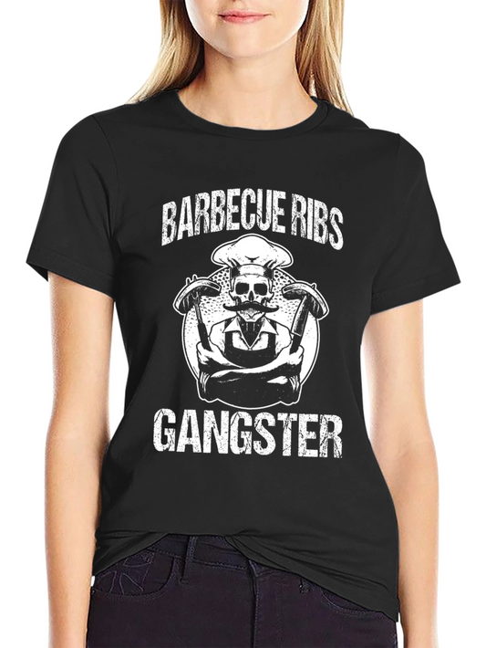 Barbecue Ribs Gangster Graphic T-Shirt - Black