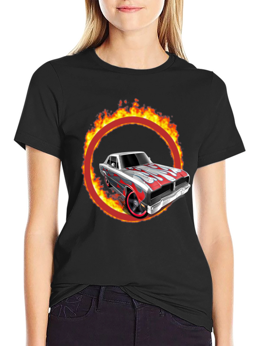Fiery Car Graphic T-Shirt - Classic Cool