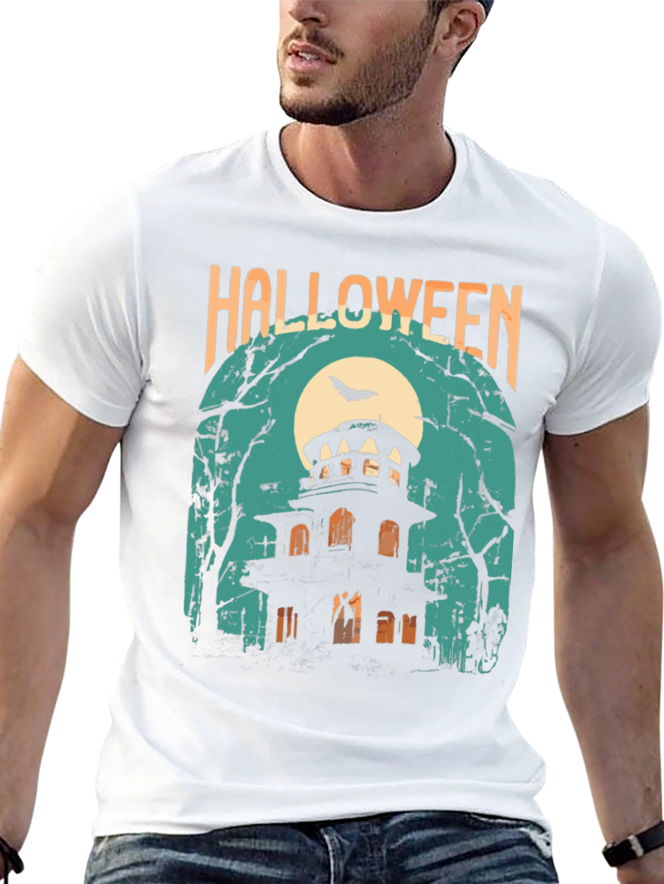 Halloween Graphic T-Shirt - Spooky Haunted House
