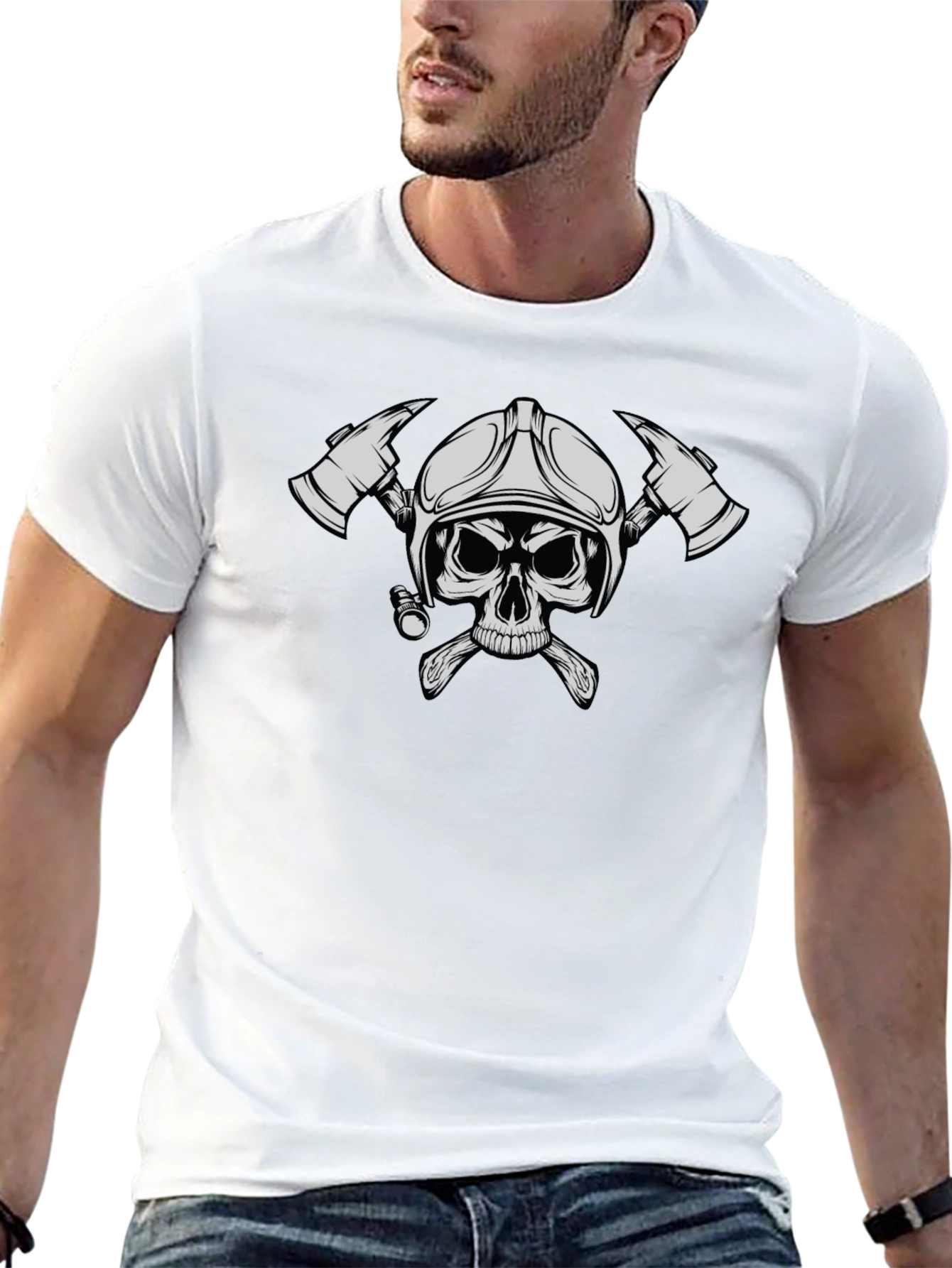Firefighter Skull T-Shirt - Black