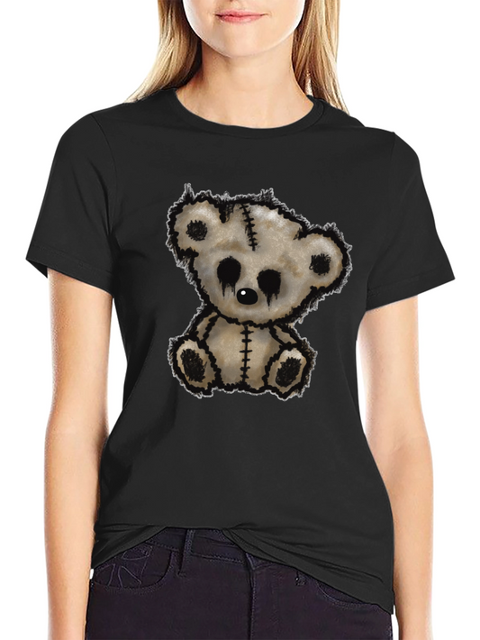 Emo Bear Graphic T-Shirt - Black