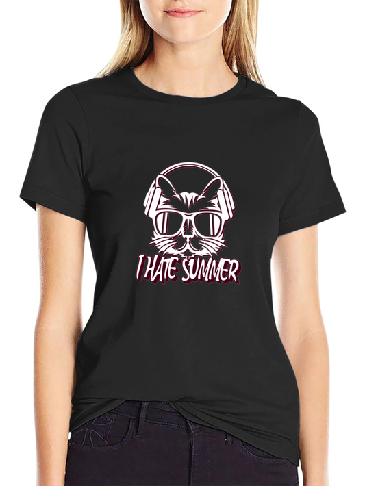 I Hate Summer Cat Graphic T-Shirt - Cool & Funny