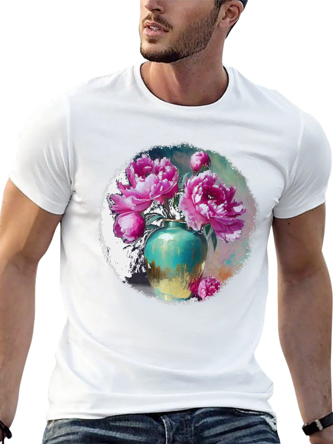 Floral Vase Graphic Tee - Unique Style