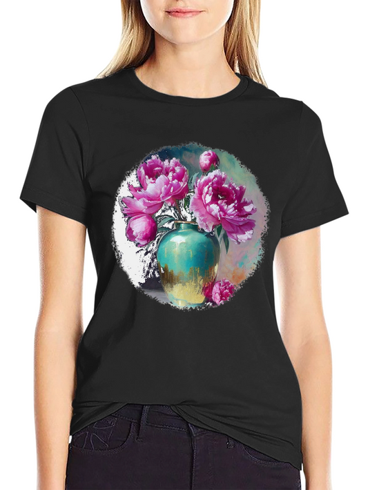 Floral Vase Graphic Tee - Unique Style