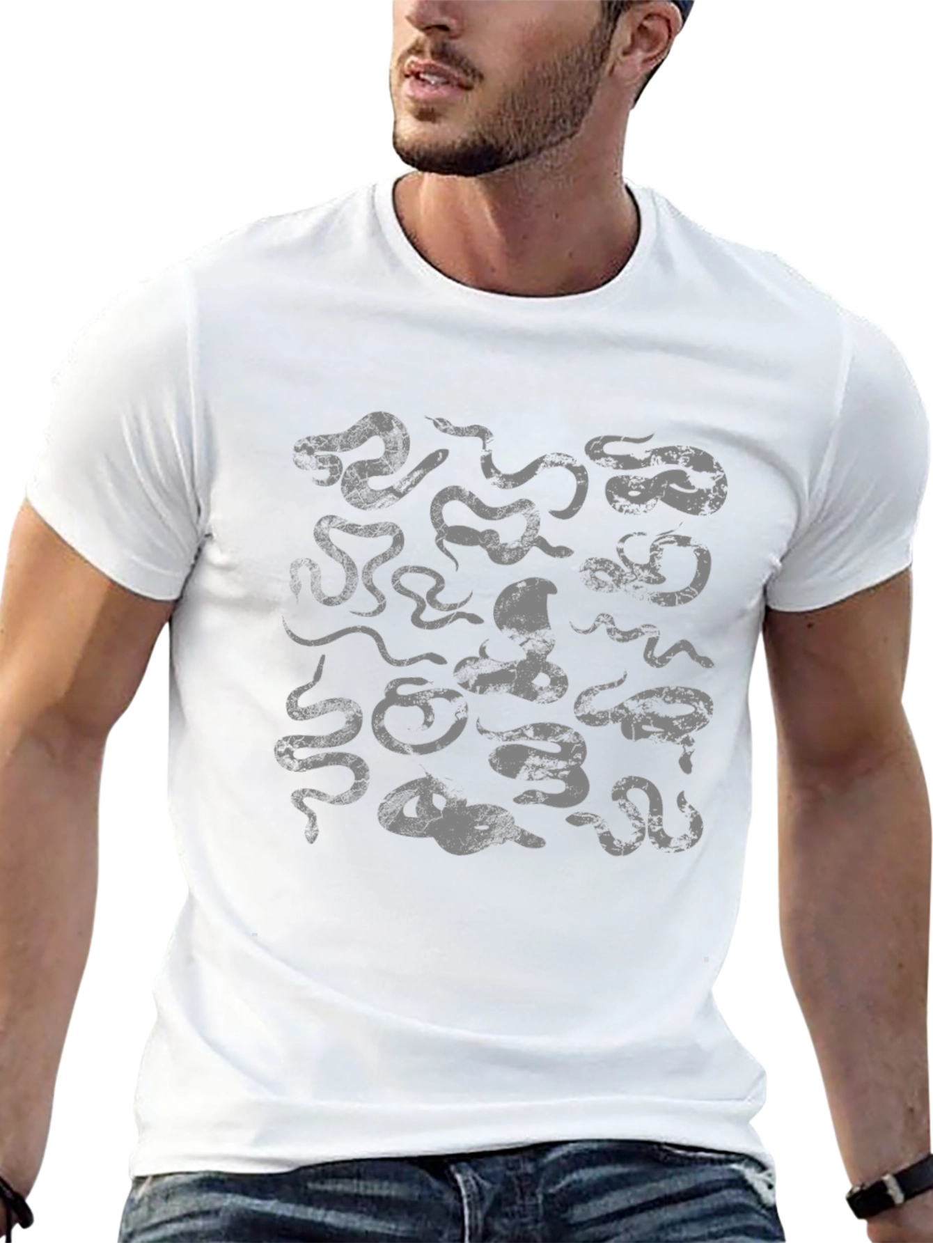 Snake Print Black T-Shirt