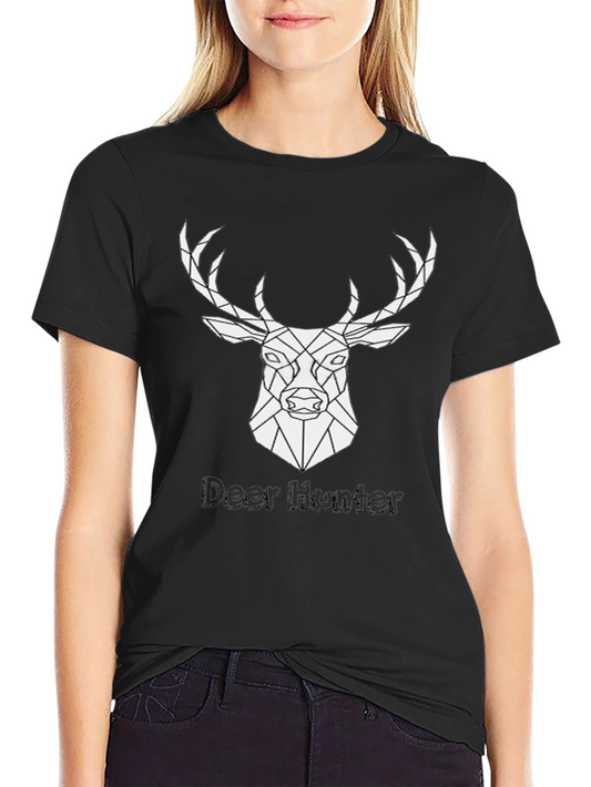 Geometric Deer Hunter Black T-Shirt