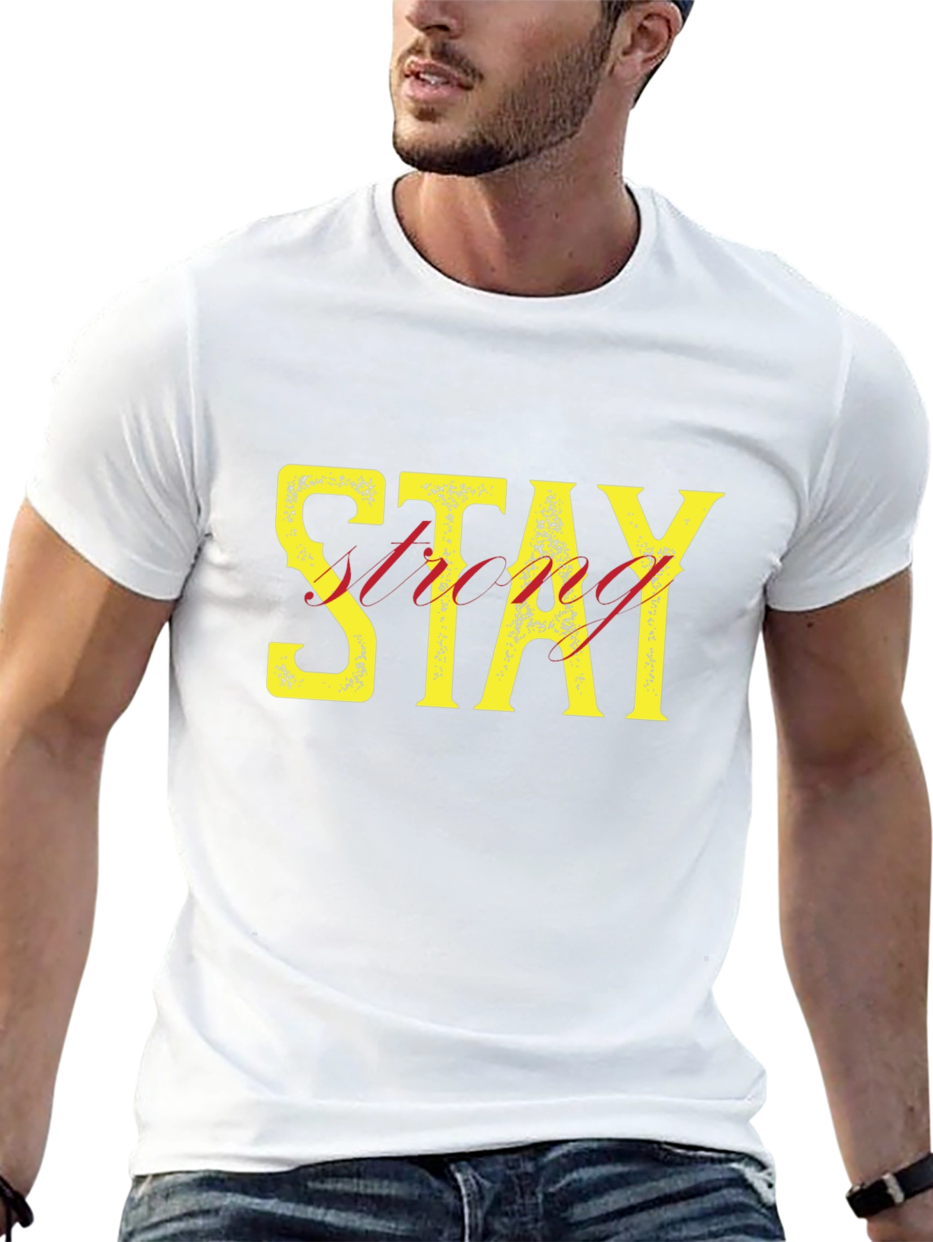 Stay Strong Graphic Print Mens Black T-Shirt