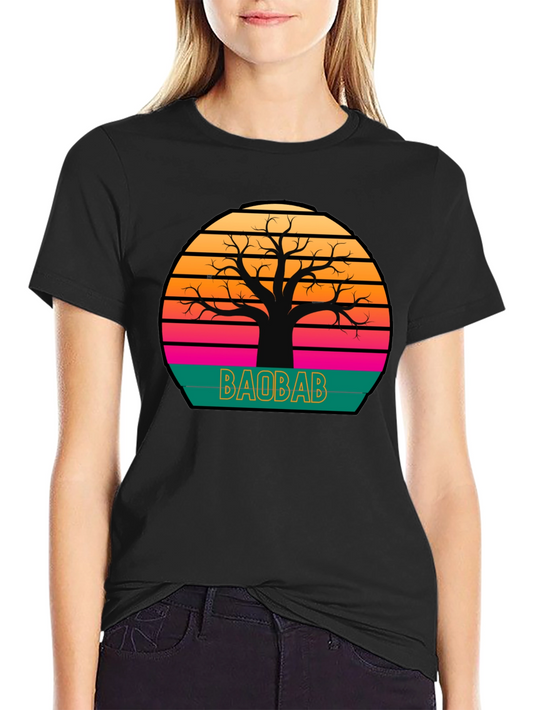 Baobab Tree Sunset Graphic Tee - Retro Style