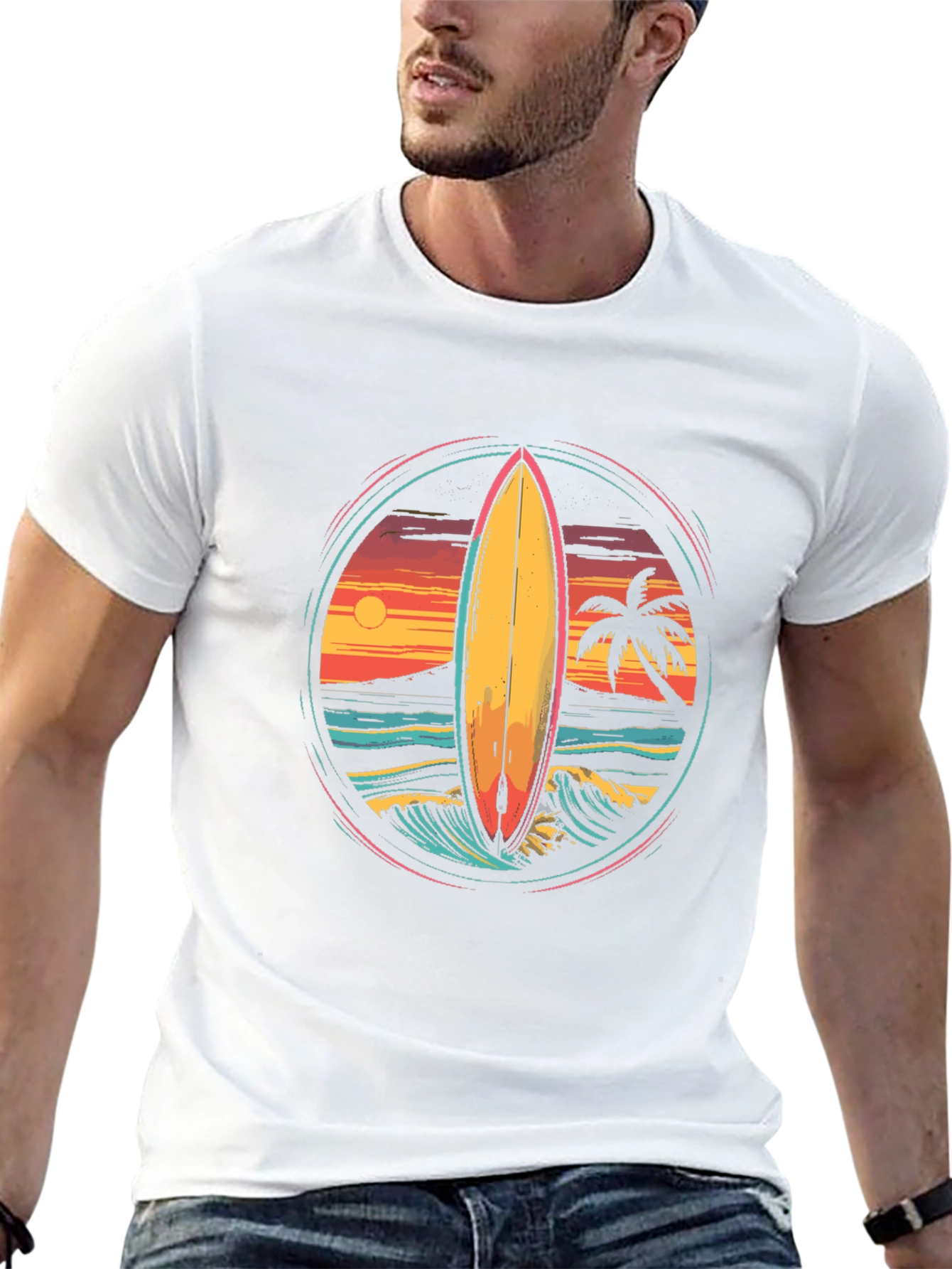 Surfboard Sunset Graphic Tee