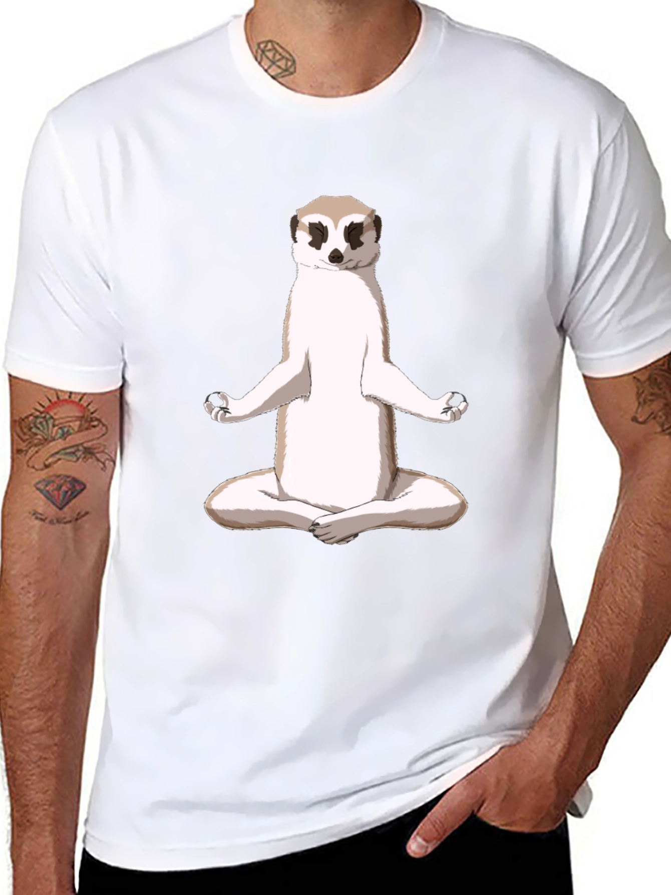Meditating Meerkat T-Shirt - Zen Animal Tee