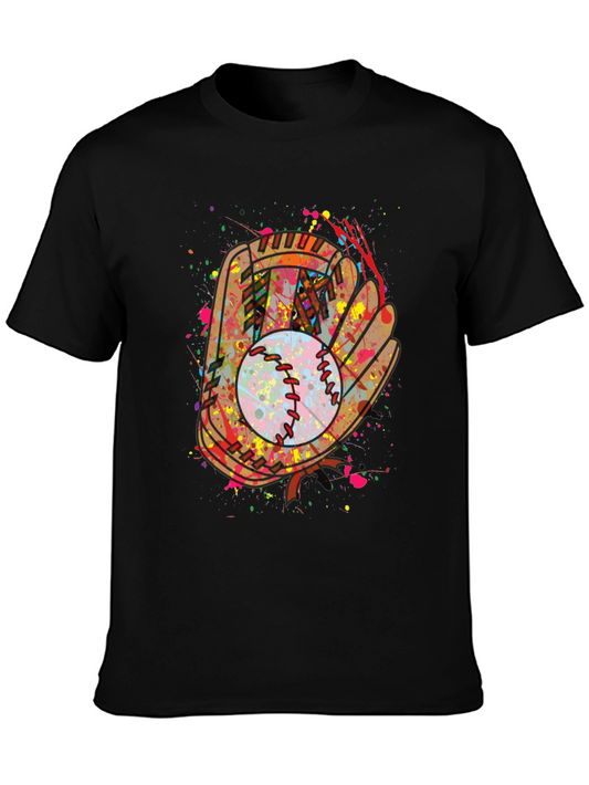 Baseball Glove Splatter Graphic T-Shirt