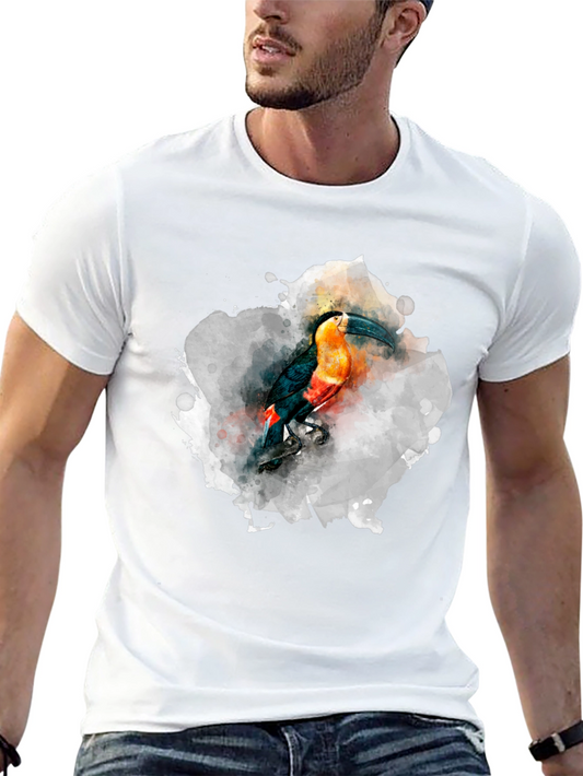 Toucan Watercolor Print Black T-Shirt
