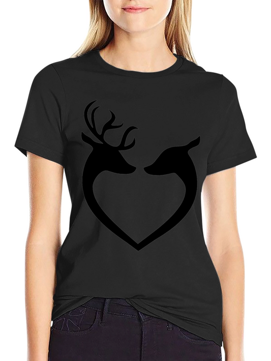 Deer Heart Graphic T-Shirt - Black