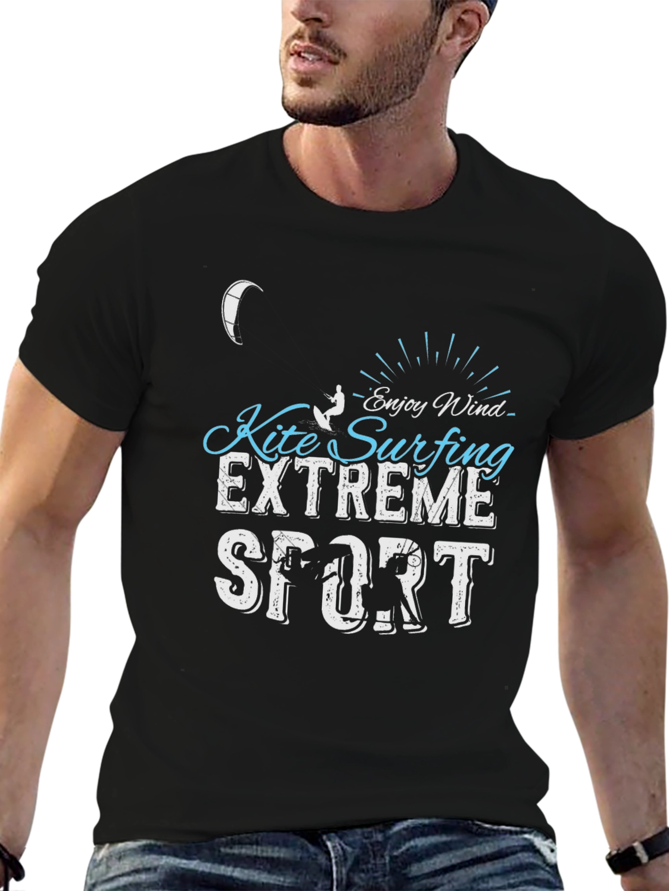 Kite Surfing Extreme Sport Black T-Shirt