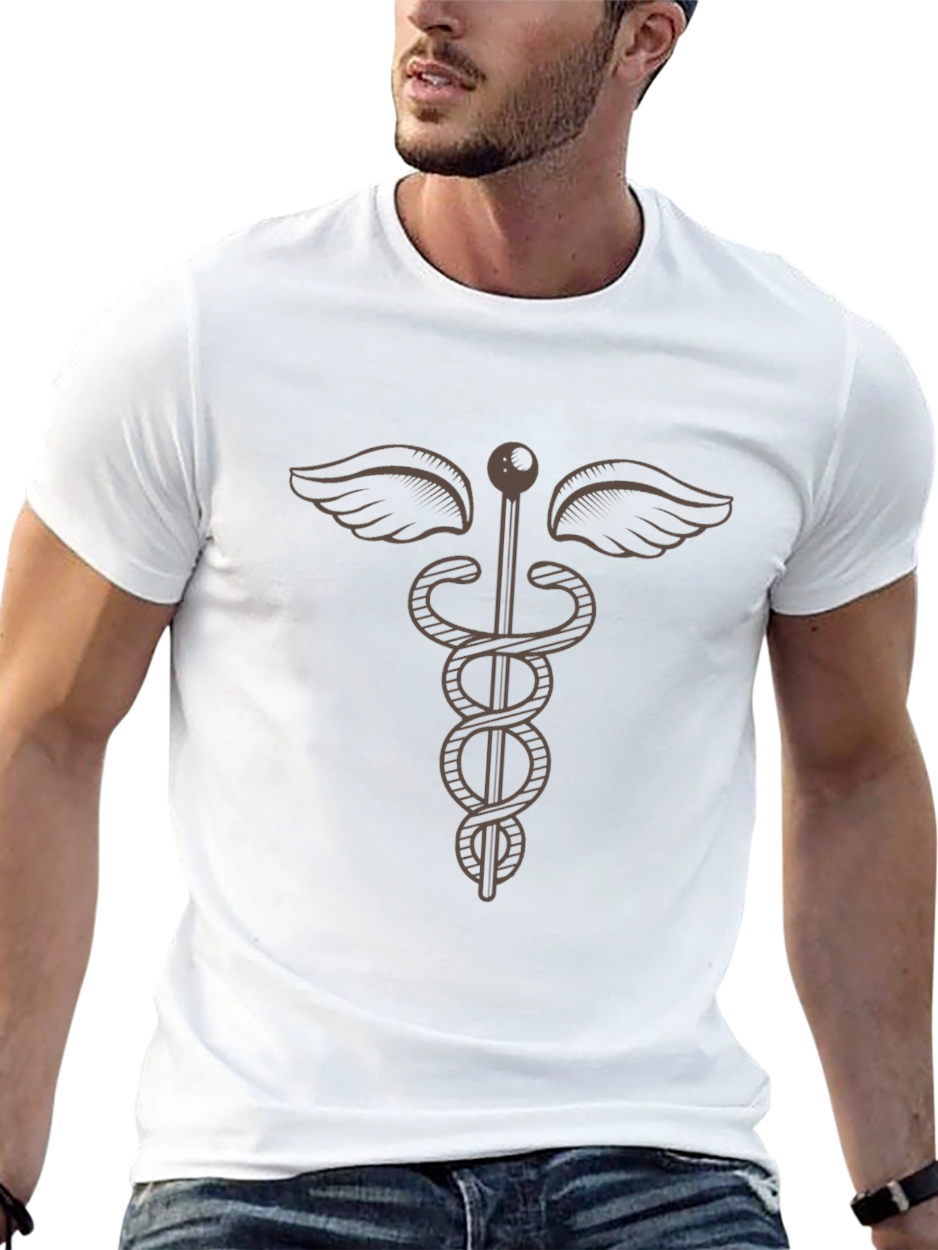Caduceus Symbol Graphic T-Shirt