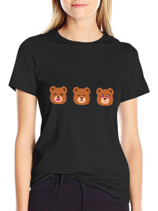 Emoji Bear T-Shirt - Black Cotton Blend Tee