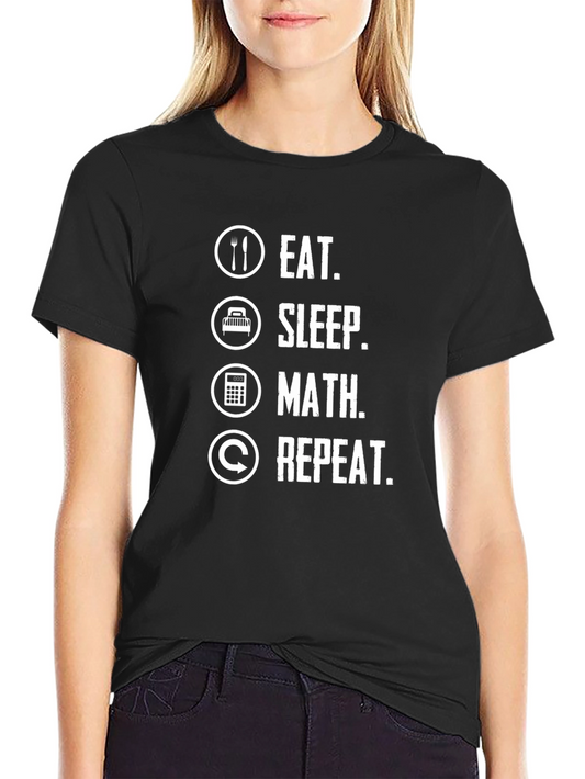 Eat Sleep Math Repeat Black Graphic Tee