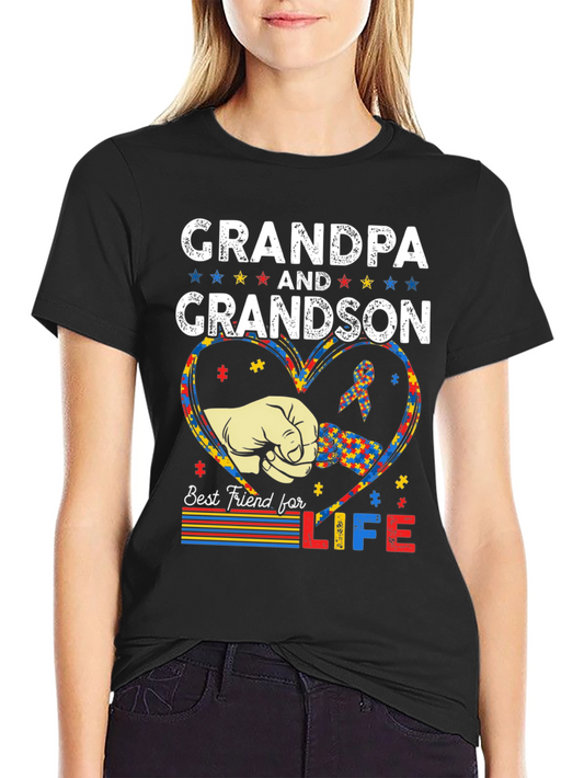 Grandpa and Grandson Autism Awareness T-Shirt