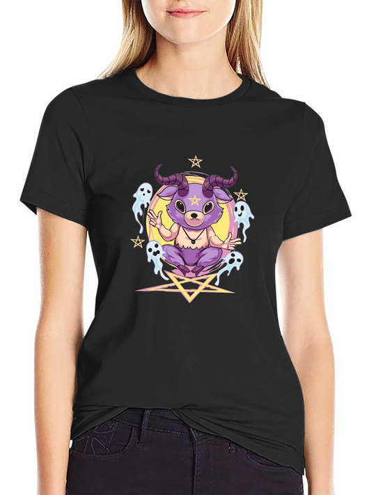 Cartoon Baphomet T-Shirt - Gothic Occult Style