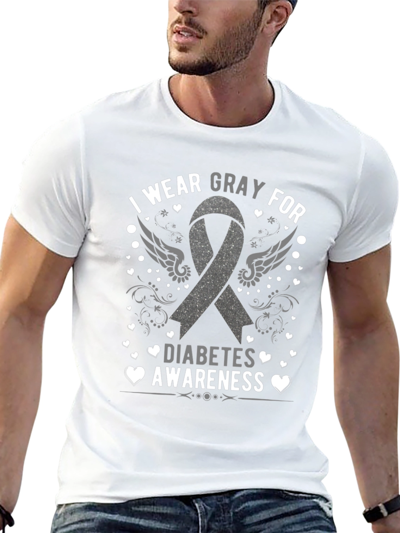 Gray Diabetes Awareness T-Shirt