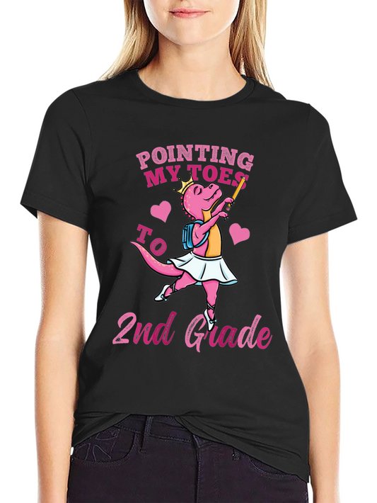 2nd Grade Ballerina Dinosaur T-Shirt