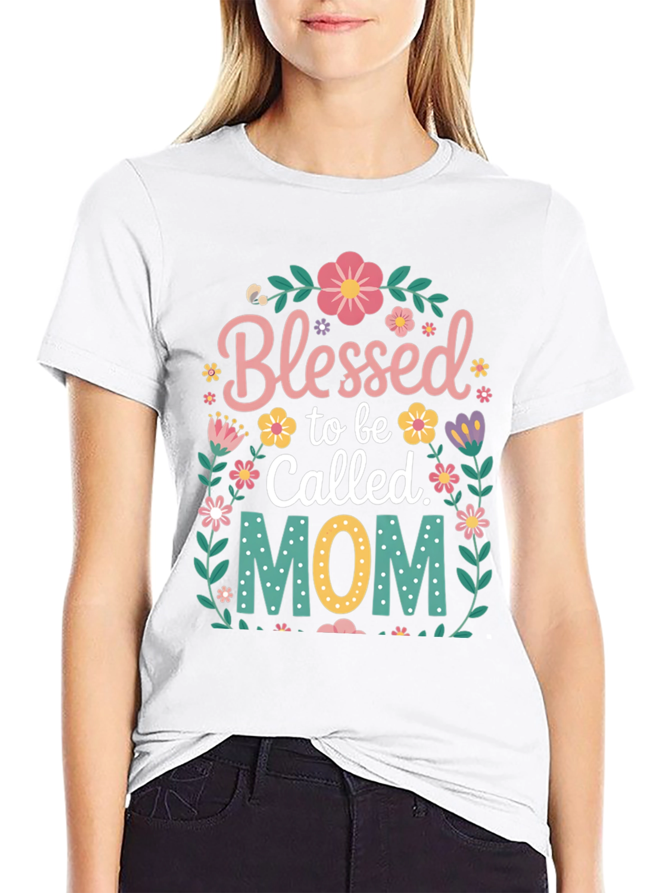 Blessed Mom Floral Graphic T-Shirt