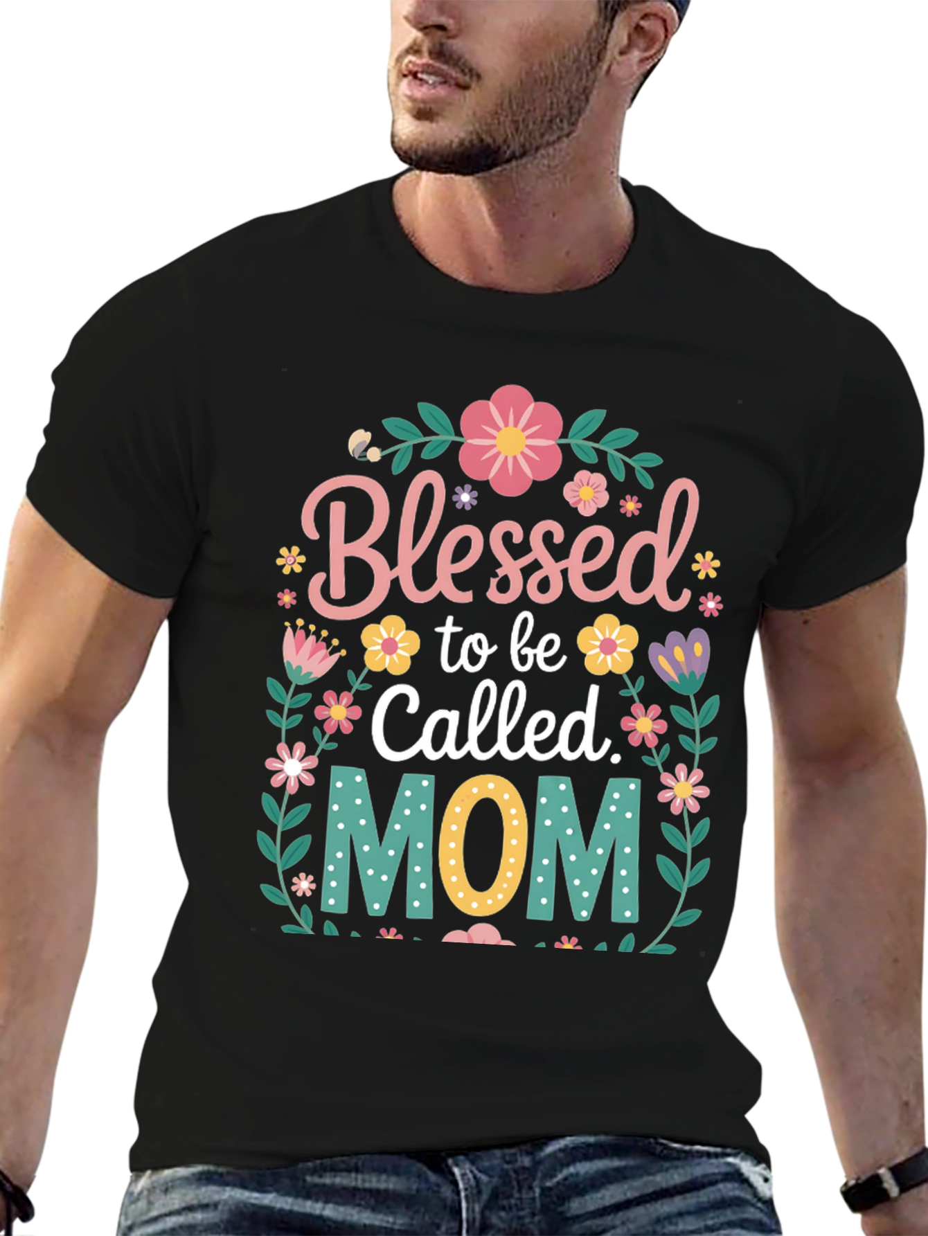 Blessed Mom Floral Graphic T-Shirt