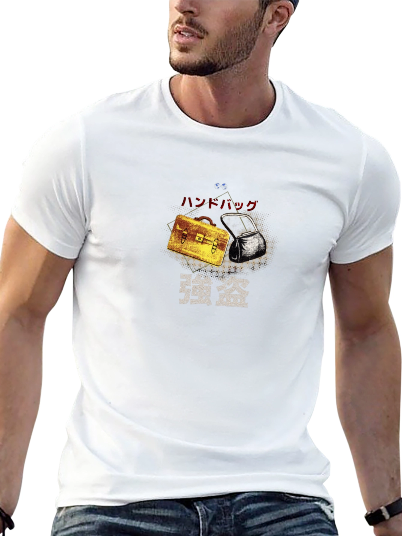 Briefcase Heist Graphic Tee - Stylish Black T-Shirt