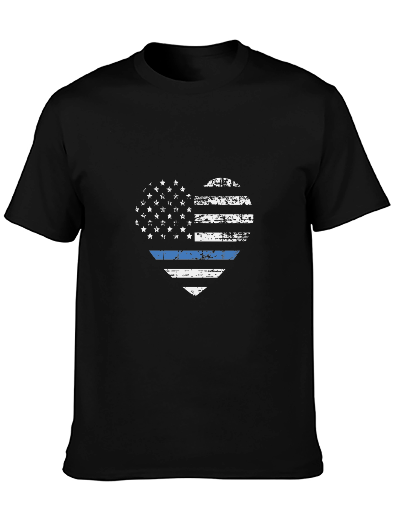 Distressed Thin Blue Line Heart Flag T-Shirt