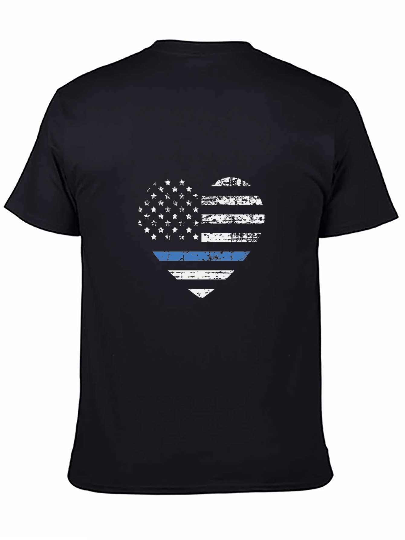Distressed Thin Blue Line Heart Flag T-Shirt