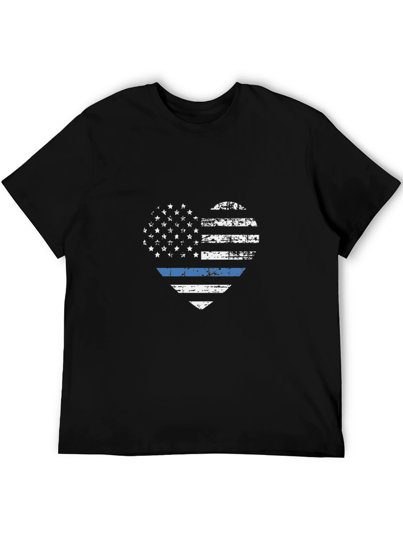 Distressed Thin Blue Line Heart Flag T-Shirt