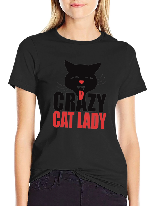 Crazy Cat Lady T-Shirt - Black Cotton Tee