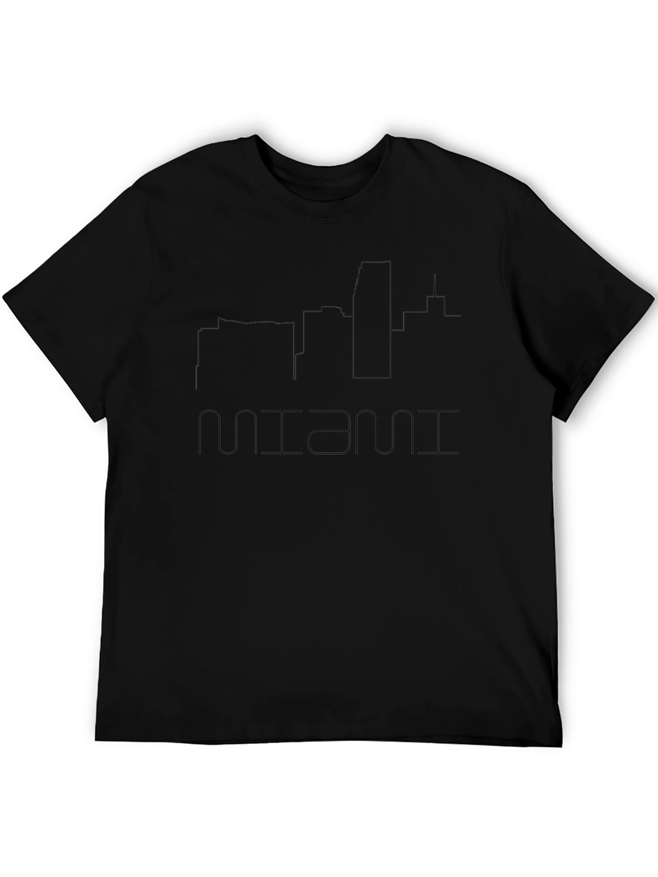 Miami Skyline Mens Black T-Shirt