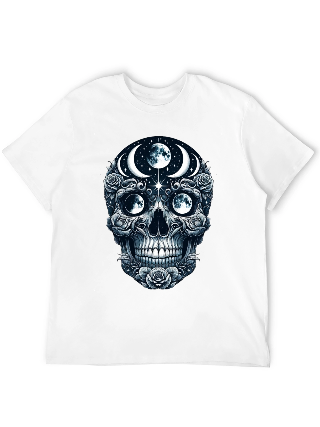 Mystic Moon Skull Graphic Tee - Dark Gothic Style