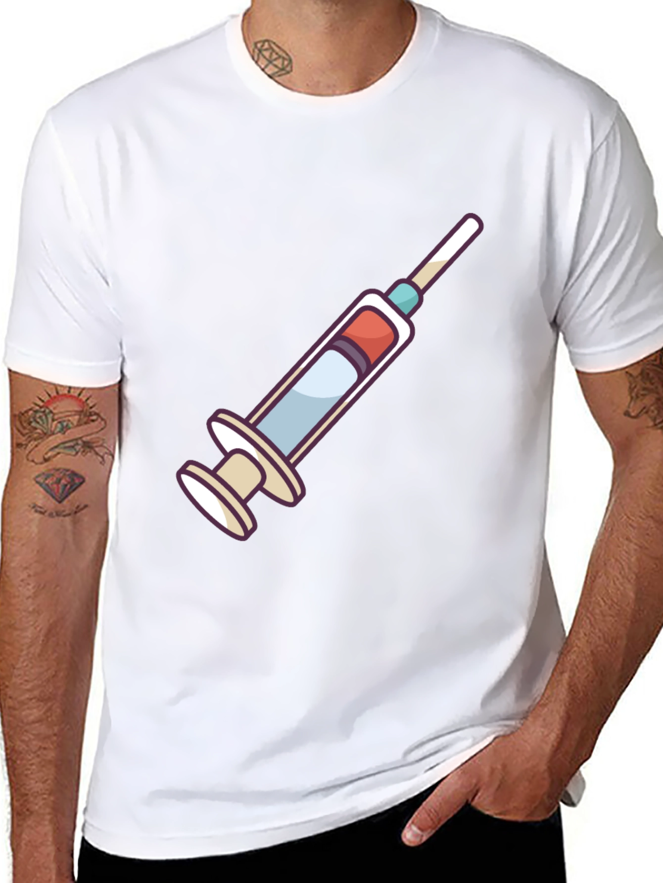 Syringe Graphic Tee - Novelty Design
